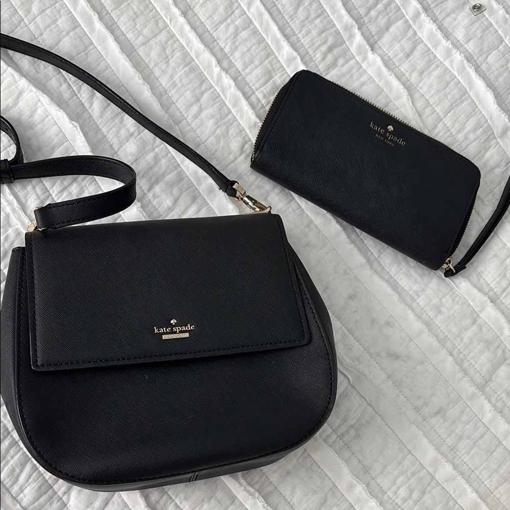 Kate Spade black crossbody purse and wallet